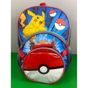 Pokemon Pikachu Rowlet Litten Popplio Backpack w/Detachable Poke Ball Lunch Box